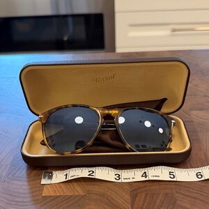 Persol Tortoise Aviator Sunglasses with Black Lenses